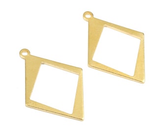 Encantos de diamantes de latón - Pendientes y colgantes de diamantes de latón crudo - hallazgos de pendientes - suministros de joyería - 23.32x15.72x0.96mm - PP2553