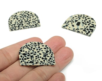 6 connettori a D in acetato per orecchini - Ciondolo semicircolare in acetato - Materiali per la creazione di gioielli - Codice colore: A785 - 34x29x2,4 mm - AC1634-A785