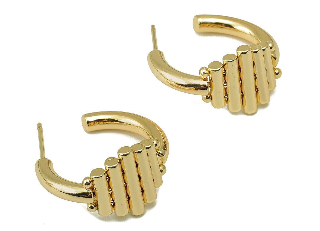 Brass Pan Flute Earring Hoop Brass Open C Hoop Earring Stud Etsy