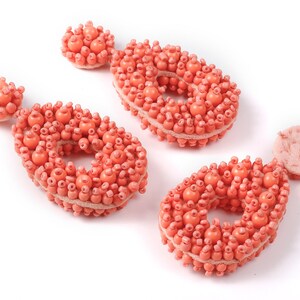 Beaded Drop Earring Charms - Japanese beads - Handmade Beaded Pendant - Double-sided beaded Earrings - 76x36.5x15.5mm - TH1060 image 3