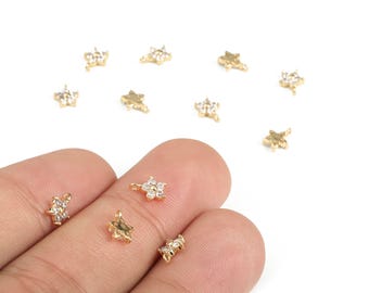 Polished Gold Plated Tiny Flower Charm - Flower Charm - Jewelry Making Supplies - 18K Real Gold Plated Brass - 6.66x5.24x1.76mm - RGP3060