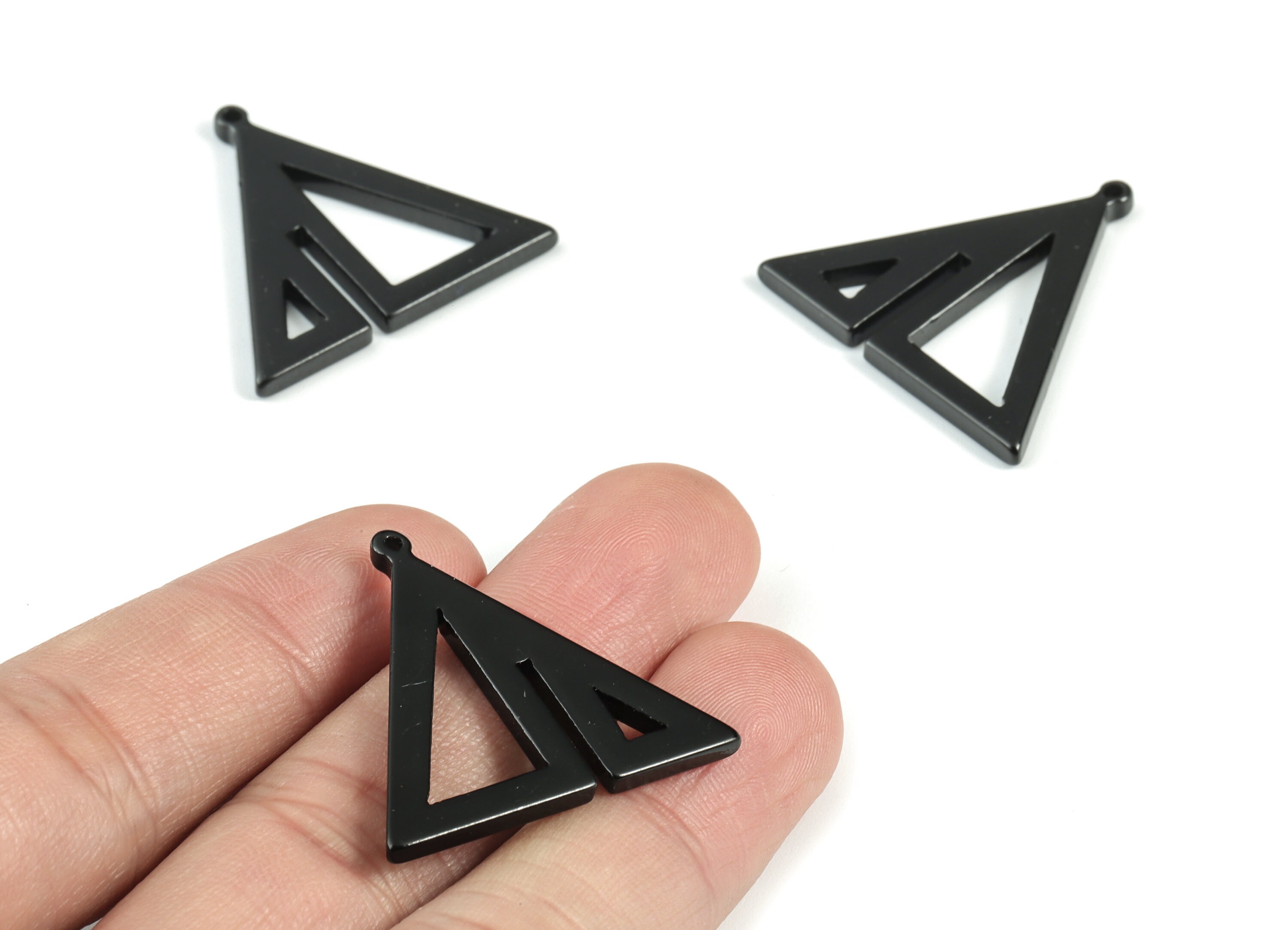 Acrylic Triangle Earring Charms Black Triangles Pendant Etsy