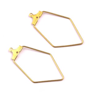 Brass Ear Wire - Pentagon Shaped Earring Wire - Geometric Earring Findings - Jewelry Supplies - 36x20mm - PP1086