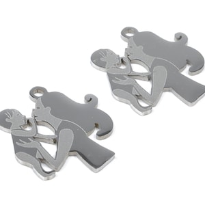 Stainless Steel Mom Baby Charms - Mom Baby Earrings and Pendant - Bracelet Pendant - Jewelry Supplies - 20.98x19.94x0.95mm - SS1017