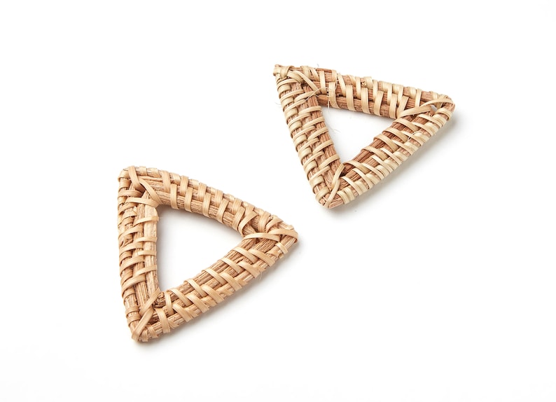 Handwoven Rattan Earrings Triangle Shaped Rattan Pendant Etsy