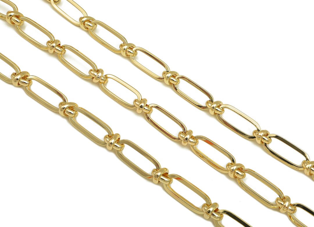 Brass Flat Cable Chain Gold Flat Oval Chain Huge Paper Clip Chain for