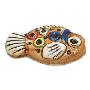 Glazed Ceramic Fish Beads - Craft Beads for Necklace or Bracelet - Marine Life Beads - Handmade  Making Supplies - 62x34x11.88mm - NS2778