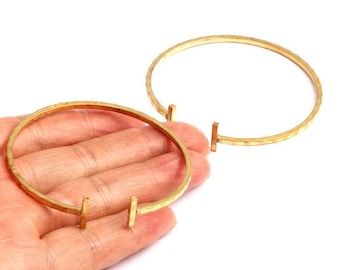 Raw Brass Adjustable Wire Bangle Bracelet – Expandable Charm Bangle Supplies (54.1x57.8x1.7mm) BRC9