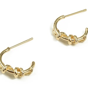 Brass Snake Earring Post - Gold Snake Earring Stud - 18K Real Gold Plated Brass Hoops - Stainless Steel Studs -15.58x12.18x4.41mm- RGP3707