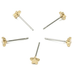 Brass Star Earring Stud - Raw Brass Star Earring Post - Steel Stud - Earring Post - Jewelry Supplies - 4.96x4.96x1.65mm - PP3154