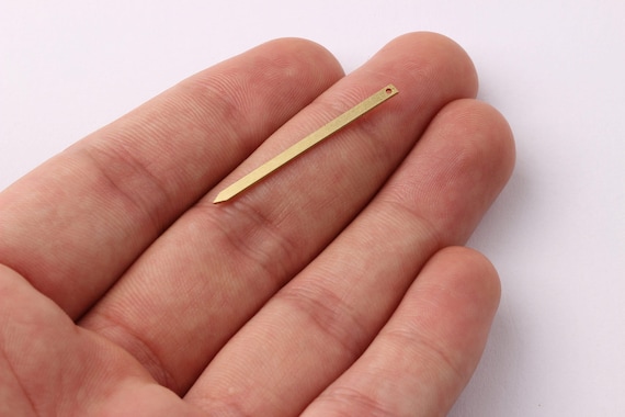 Brass Nail Charms - Stick Shaped Raw Brass Charms - Jewelry Supplies - 34x2x0.75mm - PP1273