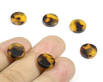 アセテートアクリル製イヤリングチャーム - べっ甲柄イヤリング - ラウンドサークルペンダント - カラーコード：A01 - 11.75x11.75x2.58 mm - AC1419E