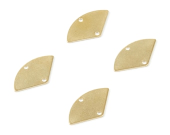Brass Fan Charms - Fan Shaped Raw Brass Connectors With 2 Holes - Jewellery Supplies - 17.75x9.81x0.58mm - PP2027