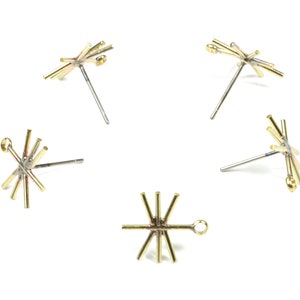 Brass Star Earring Stud With Loop - Raw Brass Earring Wires - Brass Earring Stud - Surgical Stud - 14.63x12.84x1.11mm - PP3289
