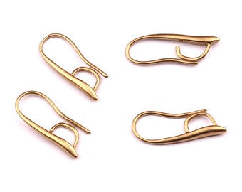 Brass Ear Wires - Raw Brass Ear Hooks - Earring Findings - Jewelry Supplies - 19x8.5mm - PP1166