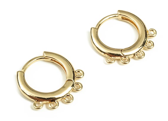 Gold Huggie Hoop Earrings - 18K Gold Plated Brass Hoop Findings - 5 Lo –  DOMEDBAZAAR