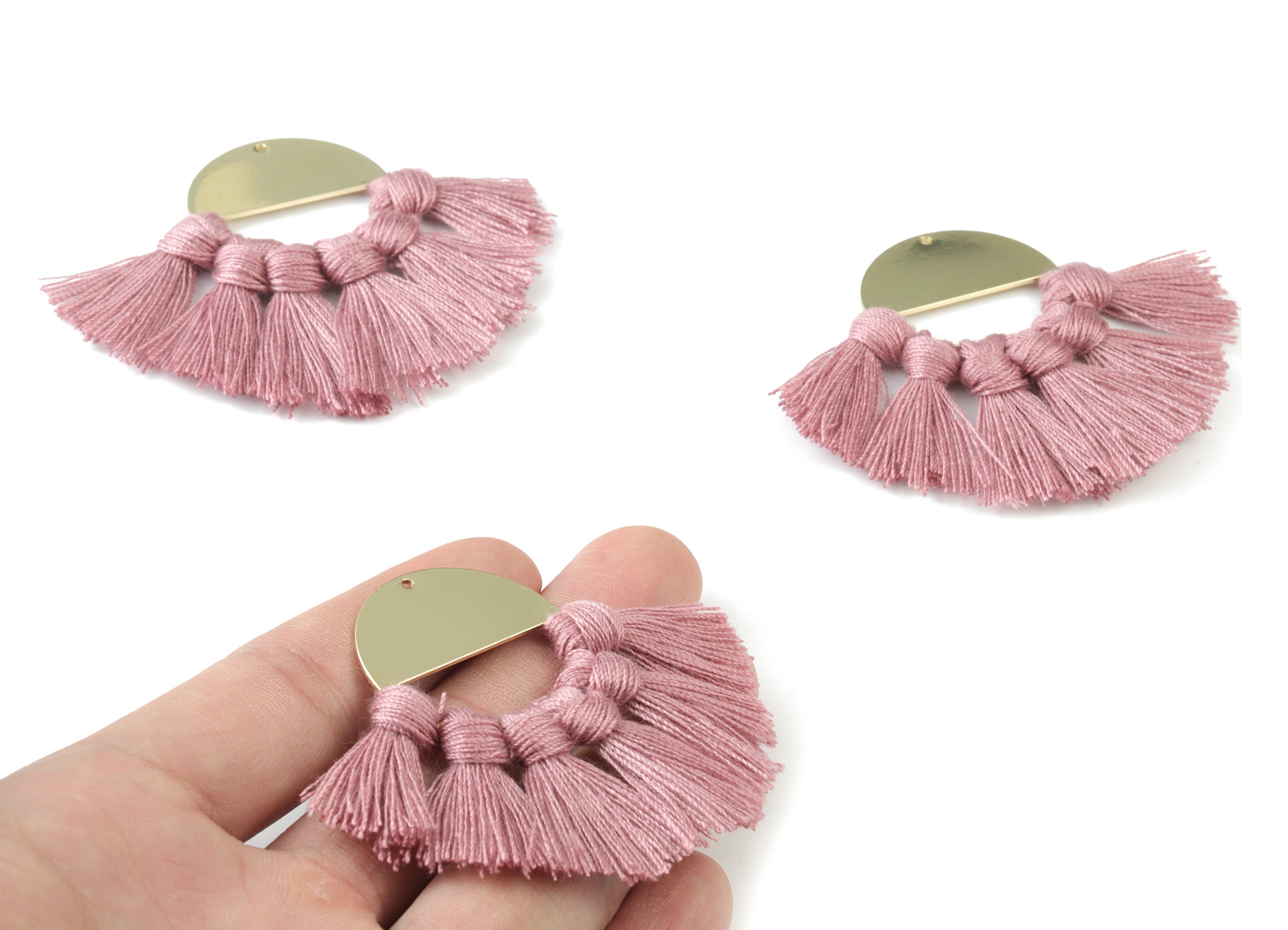 特別オファー Tone Gold Plated Earring Tassel Round - Brass Circle Semi アクセサリー