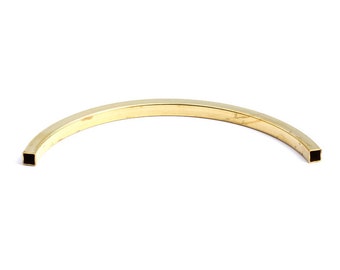 Raw Brass Tube - Raw Brass Square Shaped - Raw Brass Curved Tubes - 94x35x4mm - PP1180