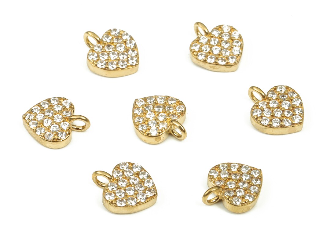 Charms de boucle d'oreille coeur en laiton avec zircon Pendentif coeur