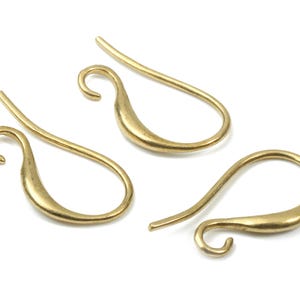 24pcs Brass Earring Hooks - Raw Brass Earring Wires - Brass Ear Hooks Findings - Jewelry Supplies - 17.7x9.29x2.05mm - PP2893 image 3