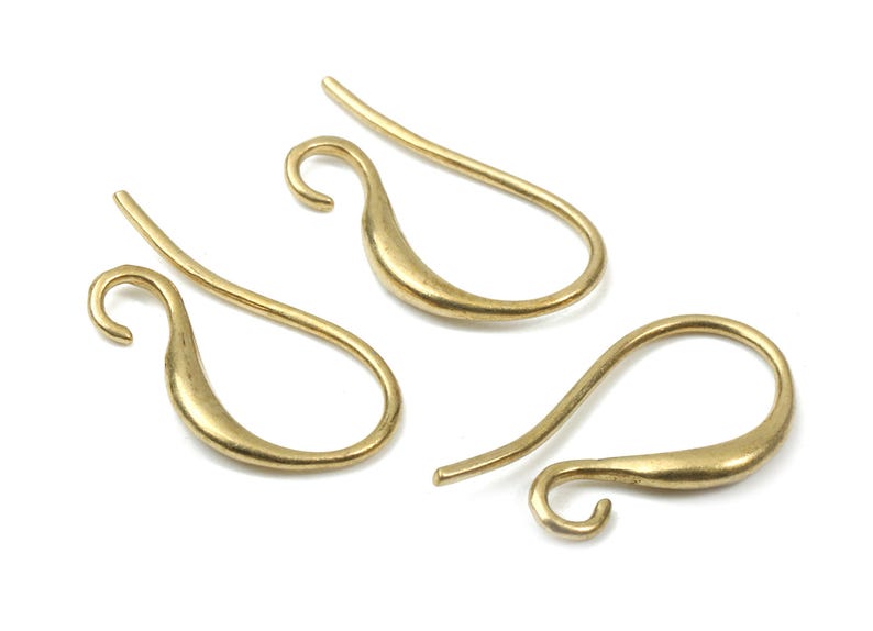 24pcs Brass Earring Hooks - Raw Brass Earring Wires - Brass Ear Hooks Findings - Jewelry Supplies - 17.7x9.29x2.05mm - PP2893 image 3