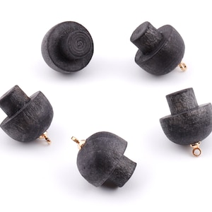 Wooden Mushroom Charms - Wooden Mushroom Pendant - Natural Wood Mushroom Earring Pendant - Wood with Alloy - 16.61x13.69mm - BB1091