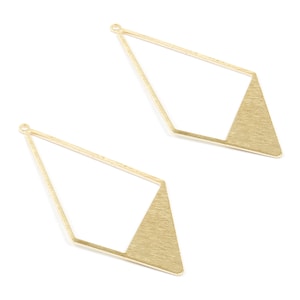 Brass Textured Rhombus Charms - Textured Rhombus Raw Brass Pendant - Earring Findings - Jewelry Supplies - 56x27x0.82mm - PP1769