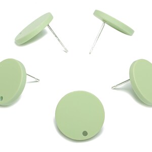 Acrylic Round Earring Stud – Matte Acrylic Circle Post - 316 Stainles Steel Stud - Jewelry Supplies - 15.53x15.53x2.33mm - AC2426D image 2