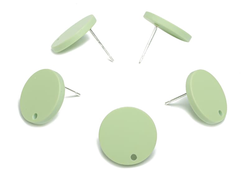 Acrylic Round Earring Stud – Matte Acrylic Circle Post - 316 Stainles Steel Stud - Jewelry Supplies - 15.53x15.53x2.33mm - AC2426D image 2