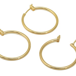 Brass Hoop Studs Earrings - Gold Simple Circle Earring Hoop - Round ...