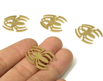 Brass Spider Cutout Earring Charm - Raw Brass Spider Hollow Pendant - Hollow Earring - Jewelry Making Supplies - 24.77x22.26x0.7mm - PPA4810