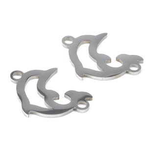 Stainless Steel Dolphin Connector - Dolphin Earrings Charms and Pendant - Bracelet Pendant - 18.57x13.84x0.93mm - SS1118