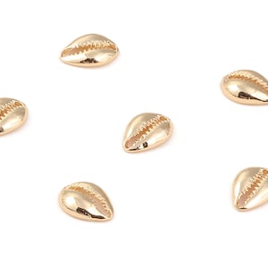 Latón Abierto Cowrie Charms - Latón Cortado Colgante De Concha Abierta - 18K Oro Real Chapado Latón - Suministros de Joyería - 12.81x9.06x1.08mm - RGP1227