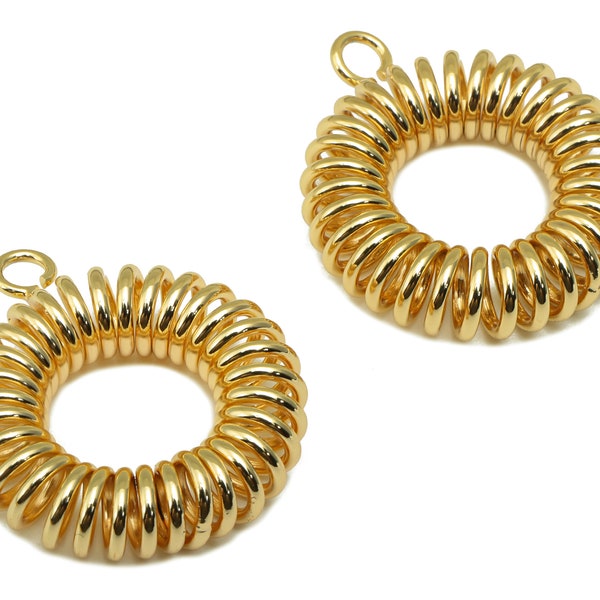 Brass Spiral Coil Pendant - Brass Coil Binding Charm -Coil Binding Pendant - Earring charm - 18K Real Gold Plated -26x 21.5x5.94mm - RGP6503