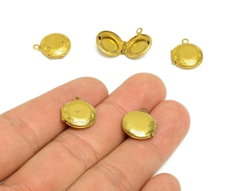 Brass Round Locket Charm - Raw Brass Antique Vintage - Circle Locket Charms - Round Locket For Engraved- 15.75x13.6x4mm - PP8922