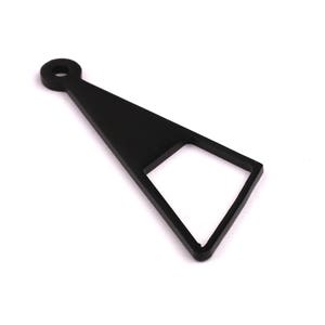 Aluminum Charms - Triangle Zipper Pull Shaped Pendant - Anodized Aluminium Charms - Wall Decor - Black Tone - 65x27x2mm - AA1115