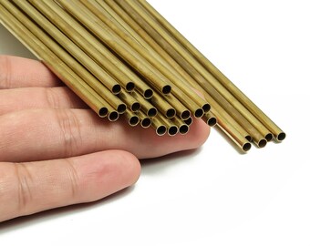 Round Brass Himmeli Tubes - Raw Brass Himmeli DIY Tube Beads - Circle Pipes for Geometric Shapes - For Air Plants -3.5x0.2x400mm- PP4571-400