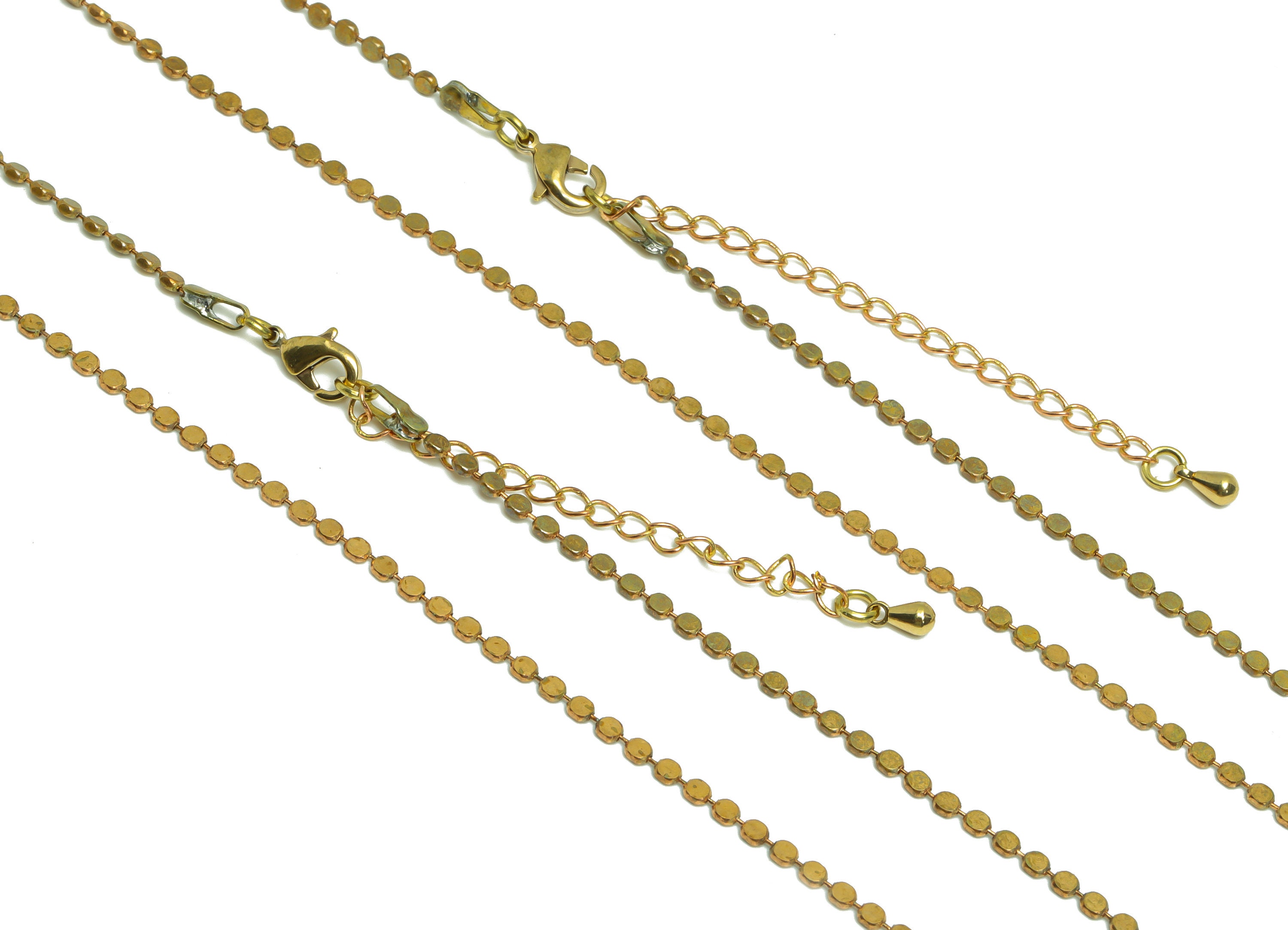 Chaîne En Laiton à 2 Brins Avec Perles Rondes - 24 Pouces (61 Cm), Neuf, Pour Création Bijoux