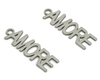 AMORE Stainless Steel Charms -  Stainless Steel Phrase Word Pendant - AMORE Keyring - 29.7x8.9x1mm - SS1265