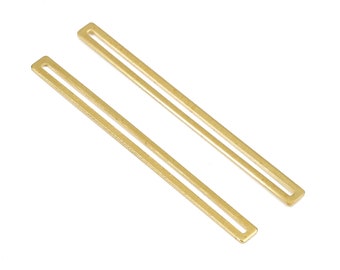 Brass Rectangle Charms - Raw Brass Stick Earring and Pendant - Brass Bar Connectors - Brass Rectangle Connectors - 39.93x3.28x0.7mm - PP2372