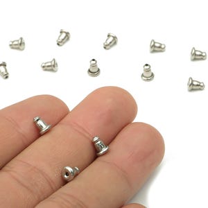 Cierres de acero inoxidable para pendientes - Cierres tipo bala - Topes para pendientes de acero inoxidable 304 - Topes para pendientes - 5,88 x 4,6 x 2,94 mm - SS1394