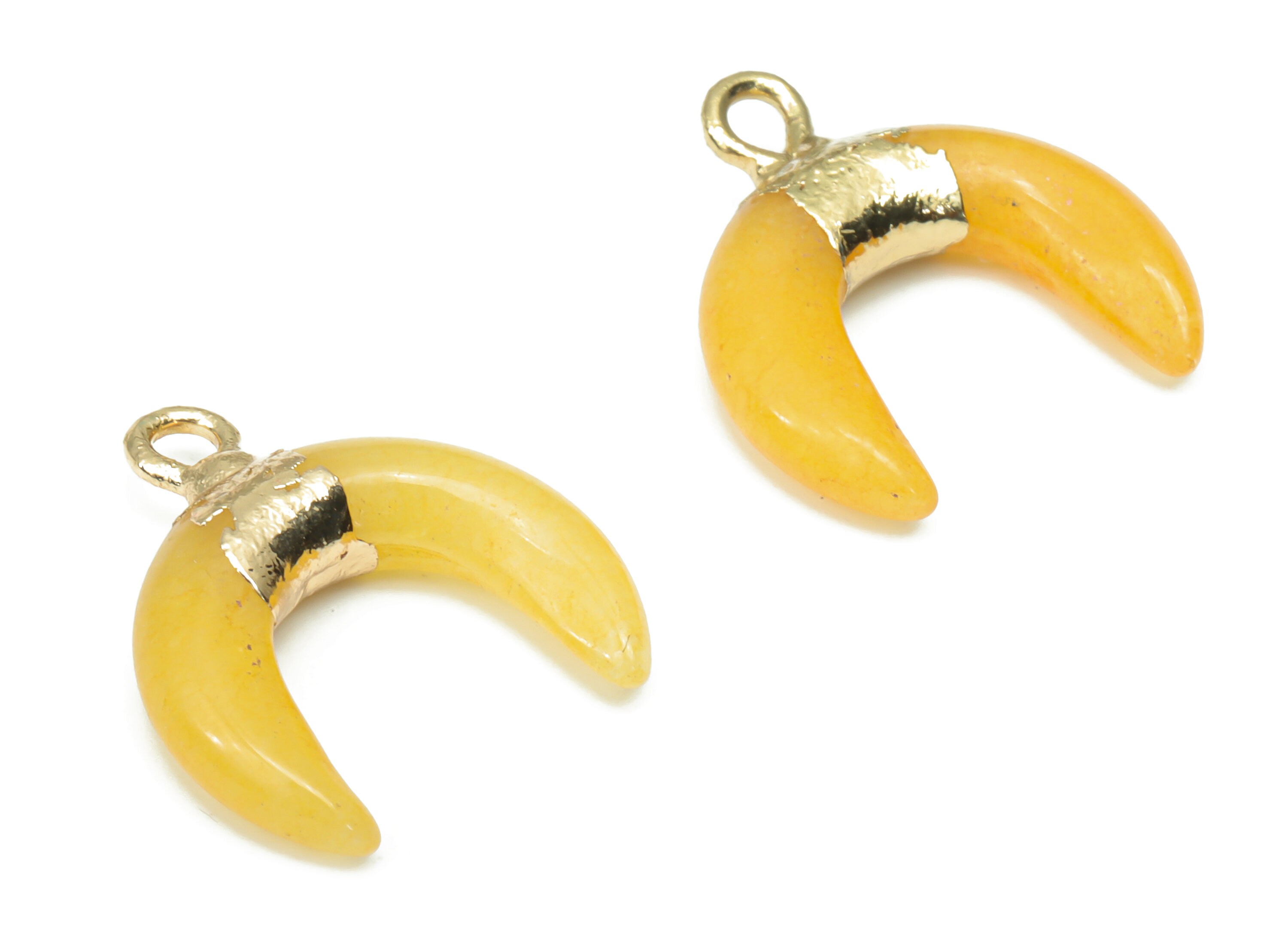 アクセサリー なーちゃん Yellow Jade Ox Horn Charms - Brass Crescent Pendant