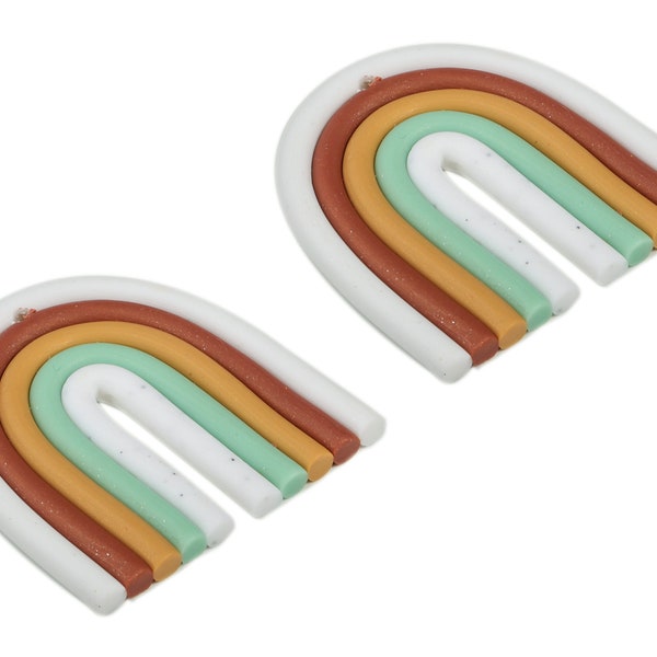 PolymerClay Rainbow Earring Charms - PolymerClay Rainbow Pandant - Earring Findings - Jewelry Handmade - 38.43x38.74x3.52mm - PC2250D