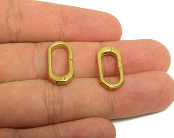 Brass Carabiner Clasp - Raw Brass Connector Clasp - Brass Oval Carabiner Link - Keychain Link Component - DIY Clasp - 20x10x3mm - PP10844