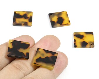 Acetate Acrylic Charms - Tortoise Shell Earring - Rectangle Pendant - Jewelry Supplies - Color Code: A01 - 28.05x19.85x2.55mm - AC1597-A01