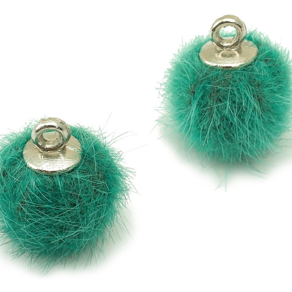 Pom Pom Earring Charms - Fur Ball Pendant - Aluminum Alloy - Earring Findings - Jewelry Accessories - 15 x 10 x 10mm - TT1001CRS