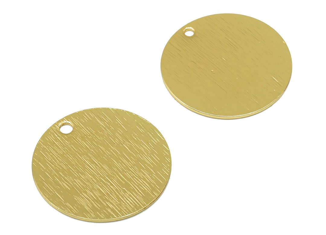 Brass Round Charms Rough Textured Brass Pendant for Necklace Gold Tone