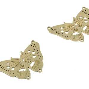 Brass Butterfly Earring Connectors - Raw Brass Flowers Charms and Pendant - DIY Jewelry Making Supplies - 40.07x27.7x0.69mm - PPA0039