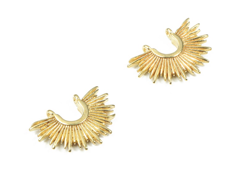 Raw Brass Sun Earring And Pendant Earring Findings 14.83x10.3x2.05mm Jewelry Supplies Brass Sun Earring Connectors PP3272