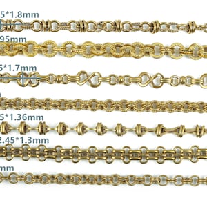 Double Link Cable Chain - Raw Brass Textured Round Rolo Chain - Large Link Chunky Chain Braided Oval Cable Chain  Double Circle Cable Chain